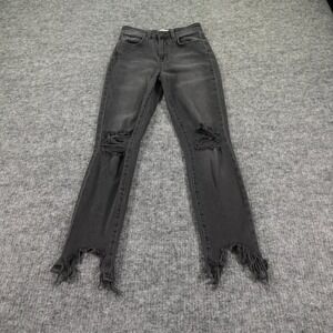 L'Agence Margot Skinny Jeans Womens 25 Black Nighttime Destruct High Rise USA